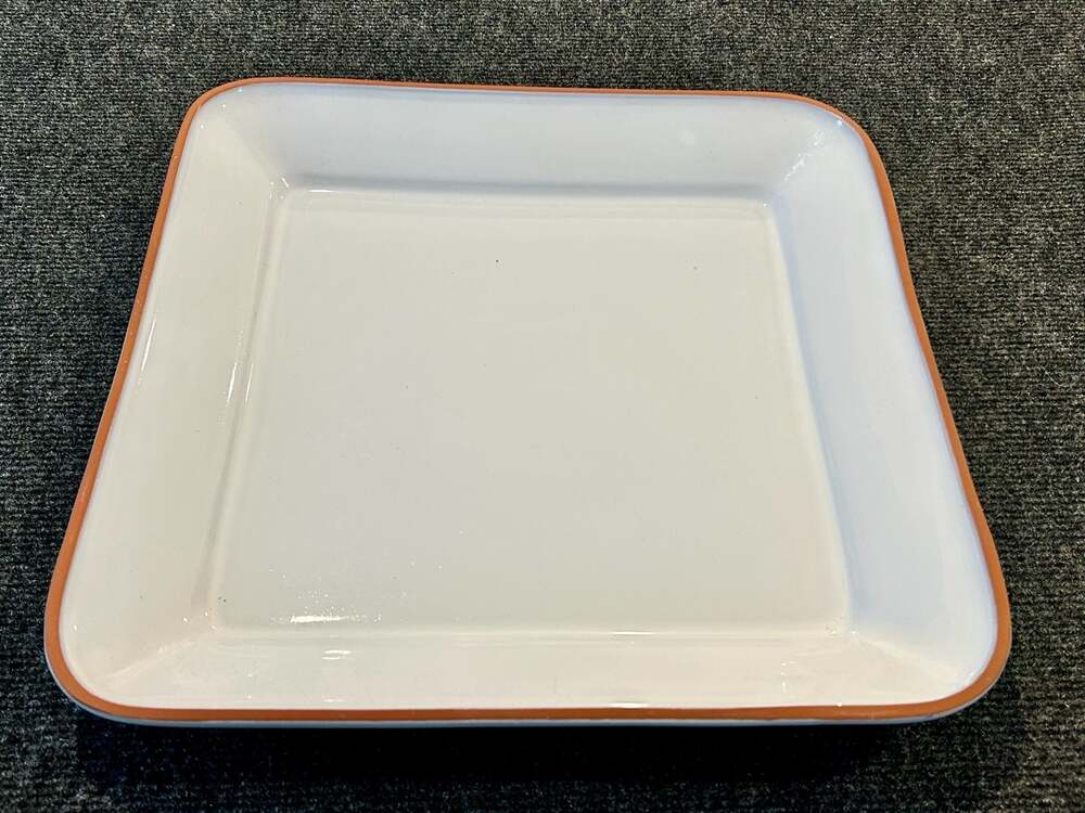 Euro Ceramica Portugal White Square Serving Platter with Terra Cotta Rim